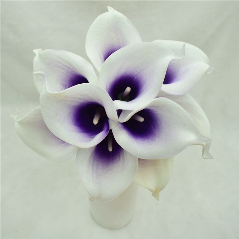 Junips | 10 marine blue Calla lily PU Real Touch flowers wedding decoration bouquets table decoration artificial flowers home decor