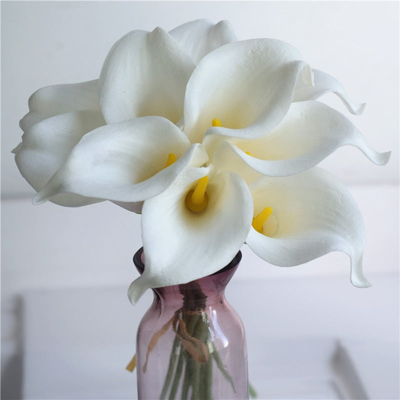 Junips | 10 marine blue Calla lily PU Real Touch flowers wedding decoration bouquets table decoration artificial flowers home decor