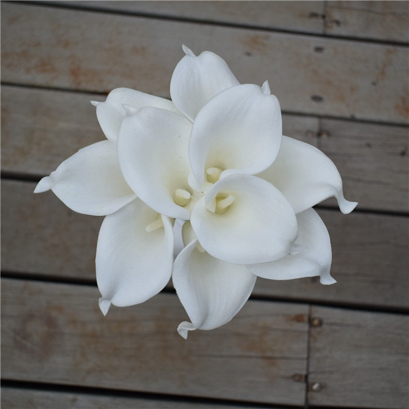 Junips | 10 marine blue Calla lily PU Real Touch flowers wedding decoration bouquets table decoration artificial flowers home decor