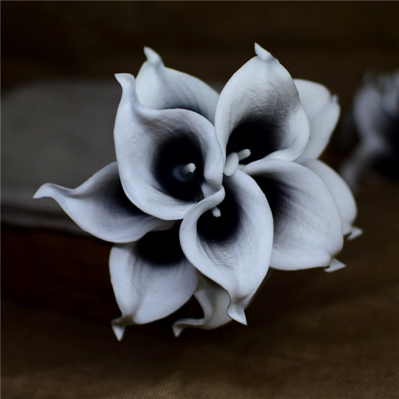 Junips | 10 marine blue Calla lily PU Real Touch flowers wedding decoration bouquets table decoration artificial flowers home decor