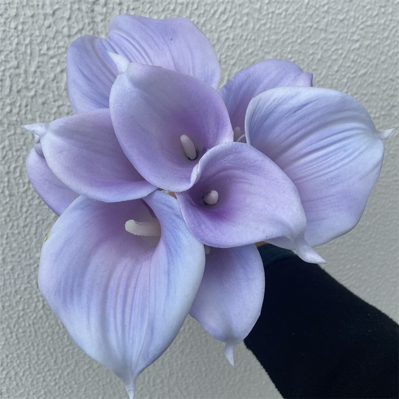 Junips | 10 marine blue Calla lily PU Real Touch flowers wedding decoration bouquets table decoration artificial flowers home decor