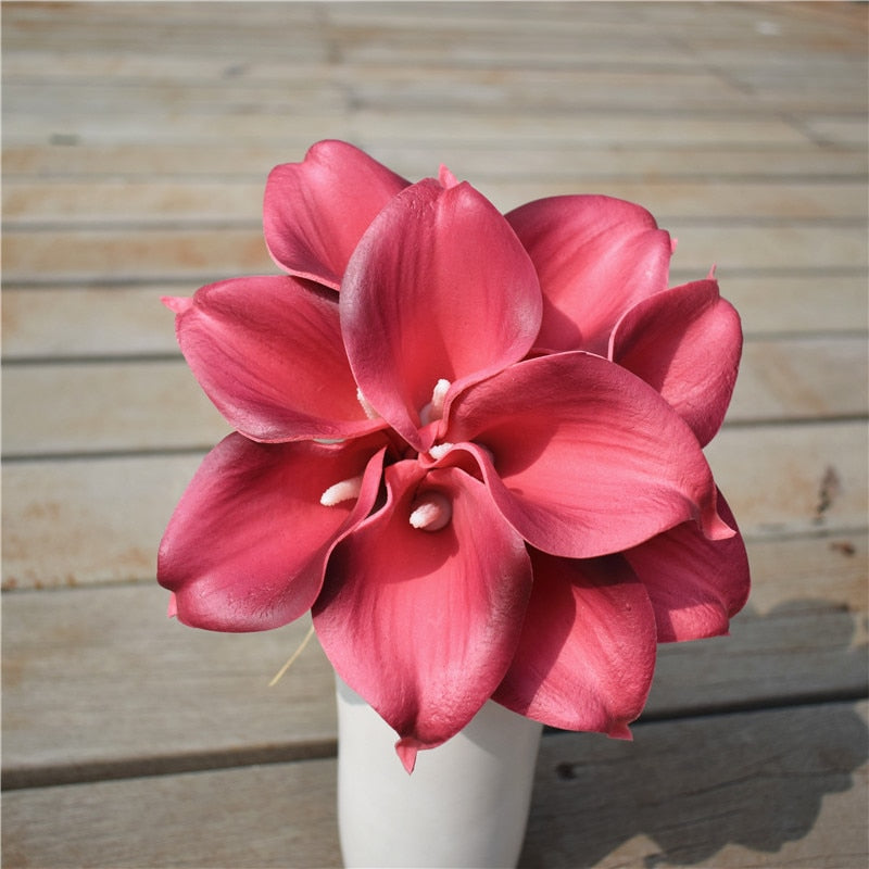 Junips | 10 marine blue Calla lily PU Real Touch flowers wedding decoration bouquets table decoration artificial flowers home decor