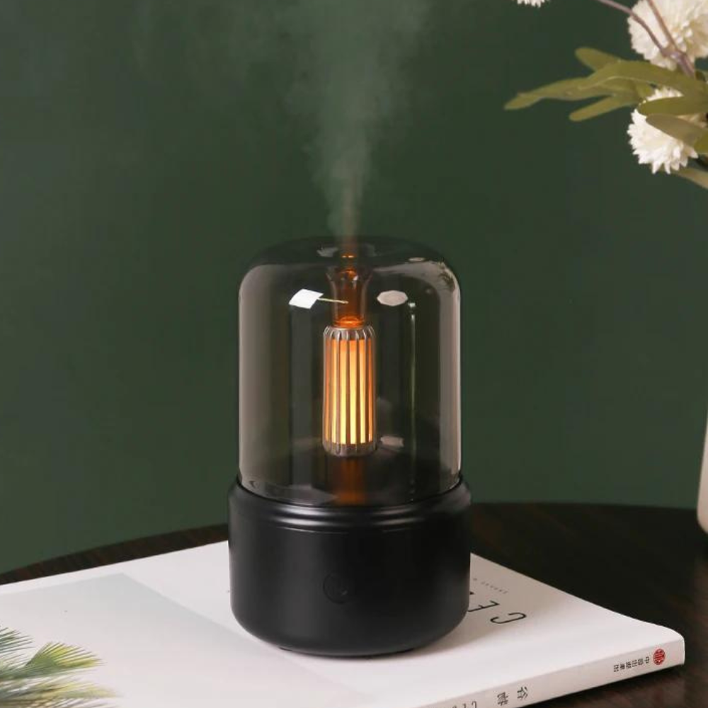 Junips | Retro Aroma Diffuser with Night Light - USB Essential Oil Air Humidifier for Home and Office
