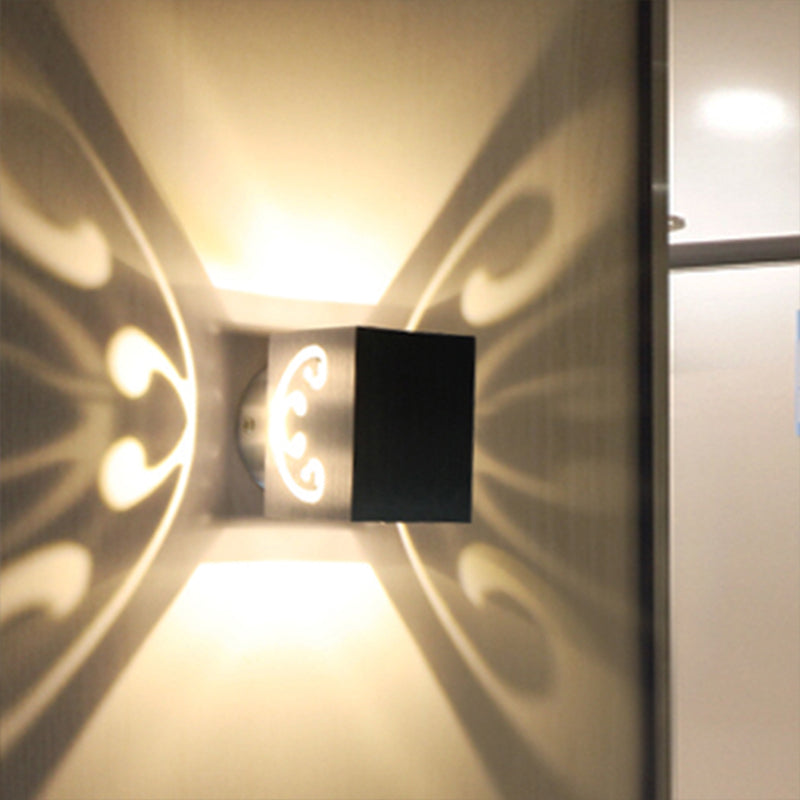 Junips | Modernist LED Wall Lamp Chrome Hollow Butterfly Wall Lamp with Aluminium Shade, Red/Blue/Purple Light