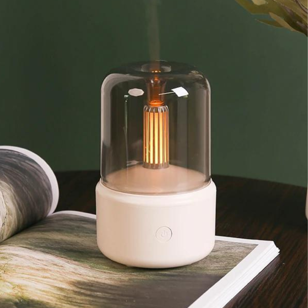 Junips | Retro Aroma Diffuser with Night Light - USB Essential Oil Air Humidifier for Home and Office