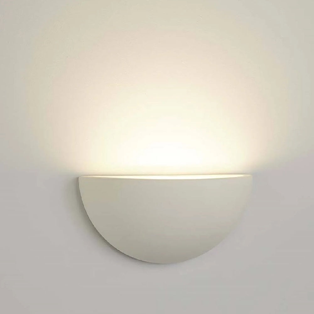 Junips | White Plaster Vintage Half-Round Half-Moon Paintable Wall Spotlight 30cm