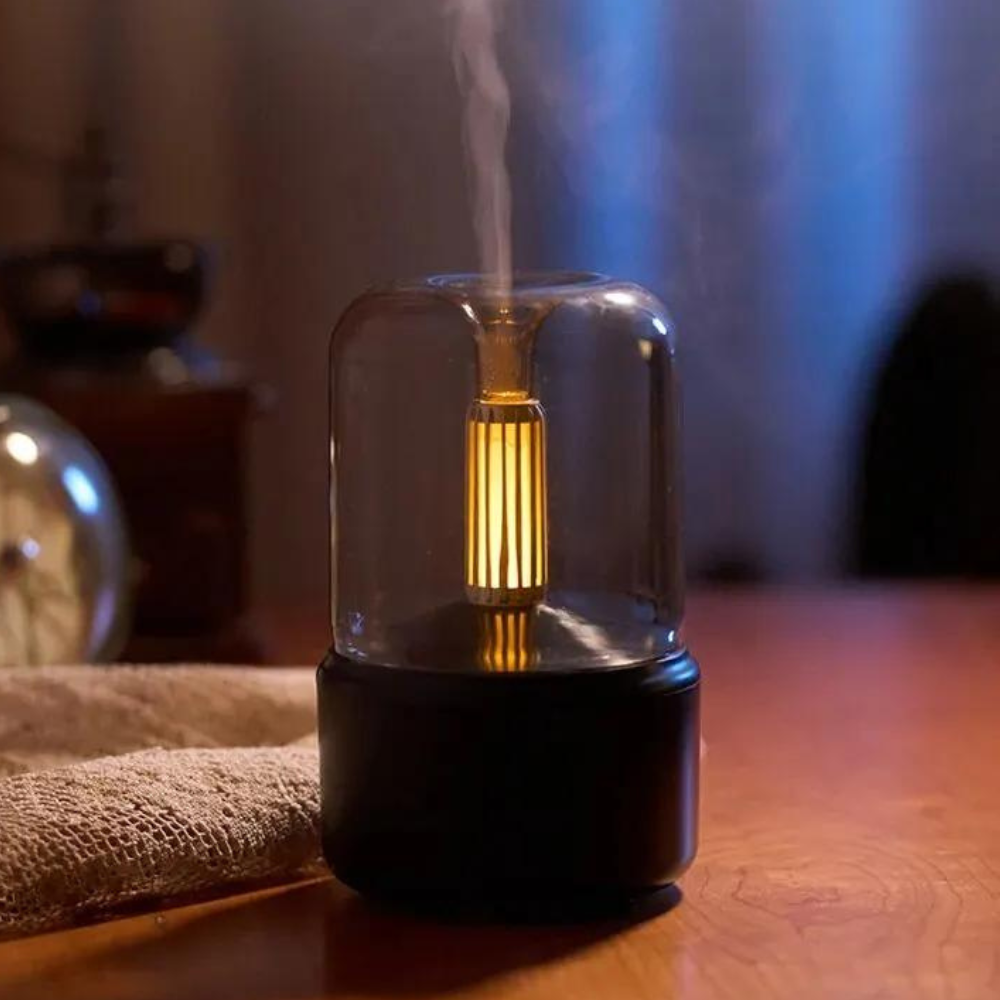 Junips | Retro Aroma Diffuser with Night Light - USB Essential Oil Air Humidifier for Home and Office