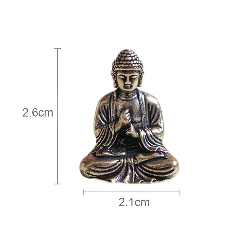 Junips | 10 piece Miniature Brass Sitting Buddha Statue Figure for Travel Buddhism Worship Home Office Desk Decoration