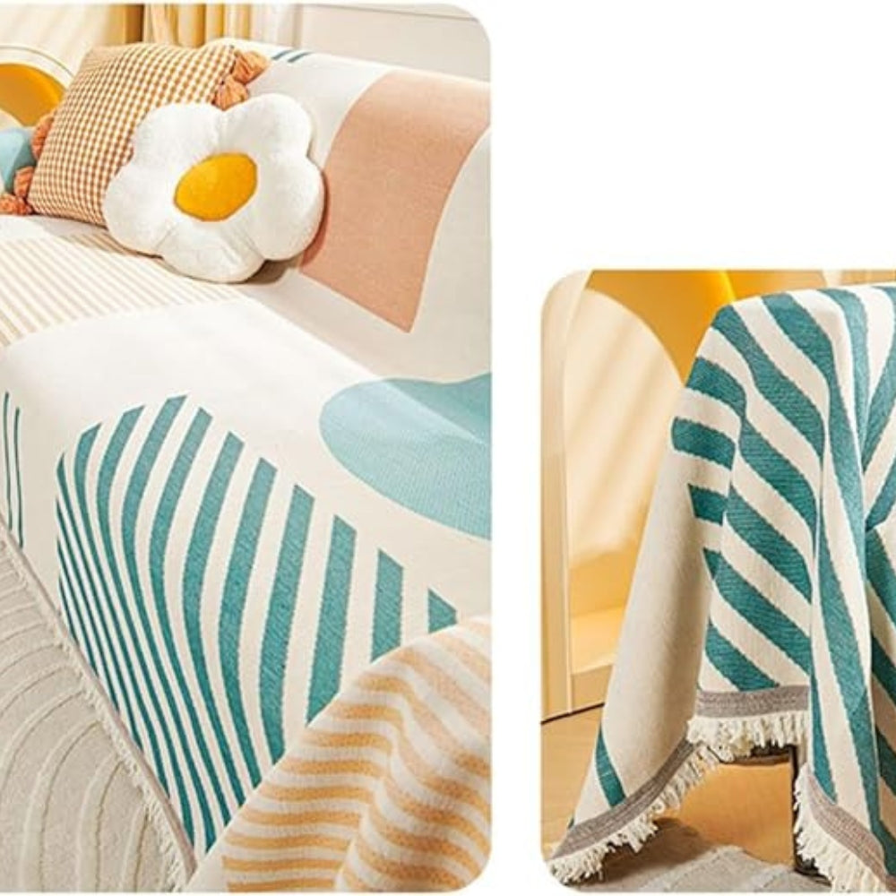 Junips | Meringue Chenille Geometry Sofa Cover