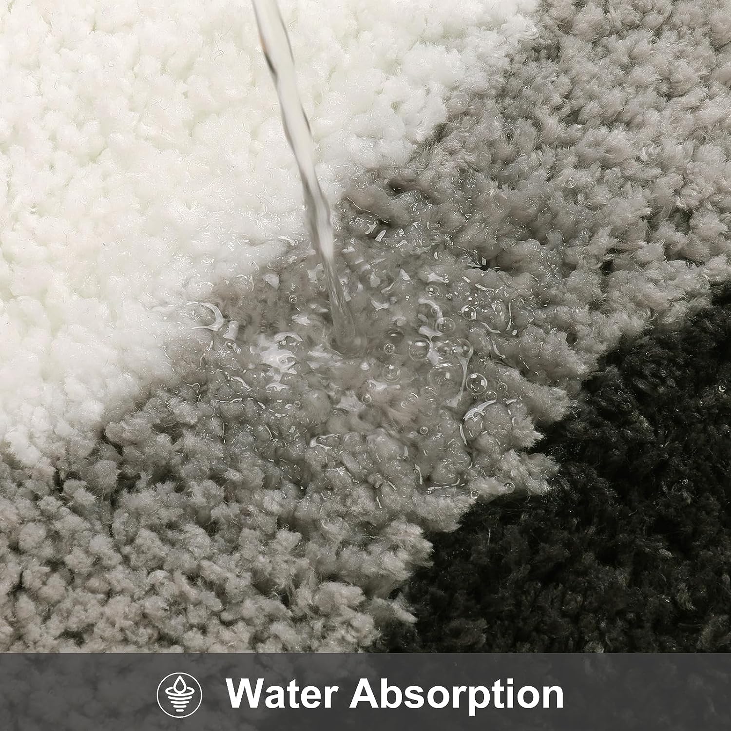 Junips | Black Gradient Bath Mats, Carpet for Bathrooms, Cute Non-Slip Irregular Carpet for Shower Room