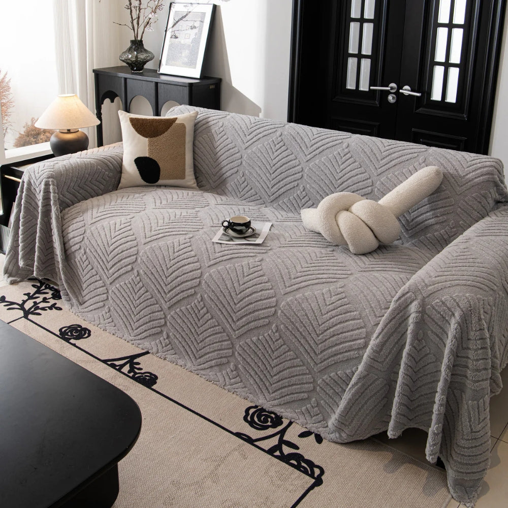 Junips | Herringbone Leaf Design Fleece Sofa Cover