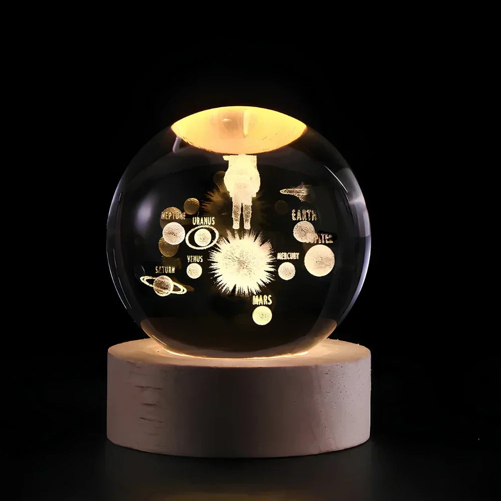 Junips | Night Light Wooden Base Crystal Ball Lamp