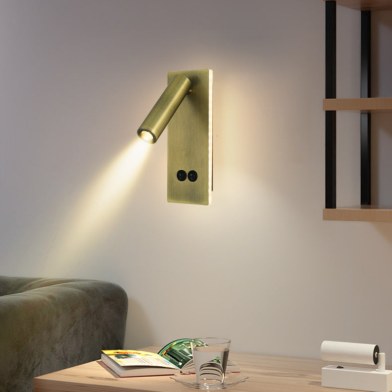 Junips | Modern Minimalistic Rectangular Round Iron Aluminum LED Wall Lamp For Bedroom