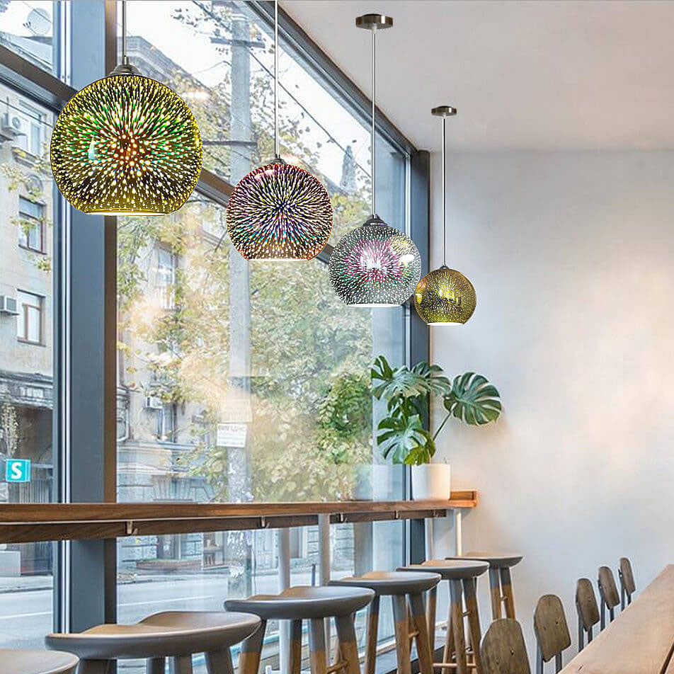 Junips | Modern creative 3D colorful firework glass 1-light dome pendant lamp