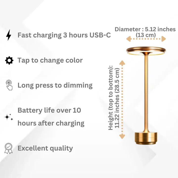 Junips | Wireless Table Lamp - Dimmable & Rechargeable Waterproof Desk Light
