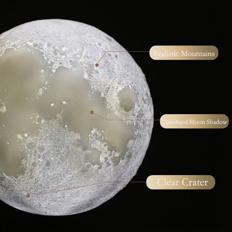 Junips | Creative Mini Rechargeable 3D Printed Moon 1-Light LED Table Lamp