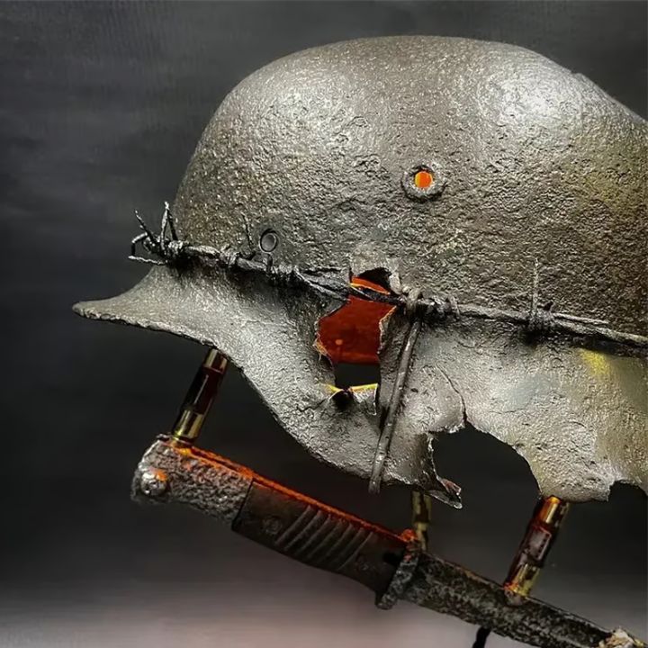Junips | AntiqueLume | Vintage Steel Helmet Table Lamp – Timeless Historical Home Décor