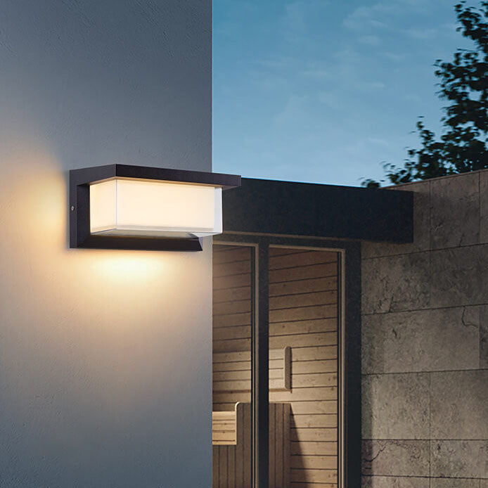 Junips | Modern Minimalist Solar Rectangle PC LED Outdoor Wall Light Lamp For Outdoor Patio