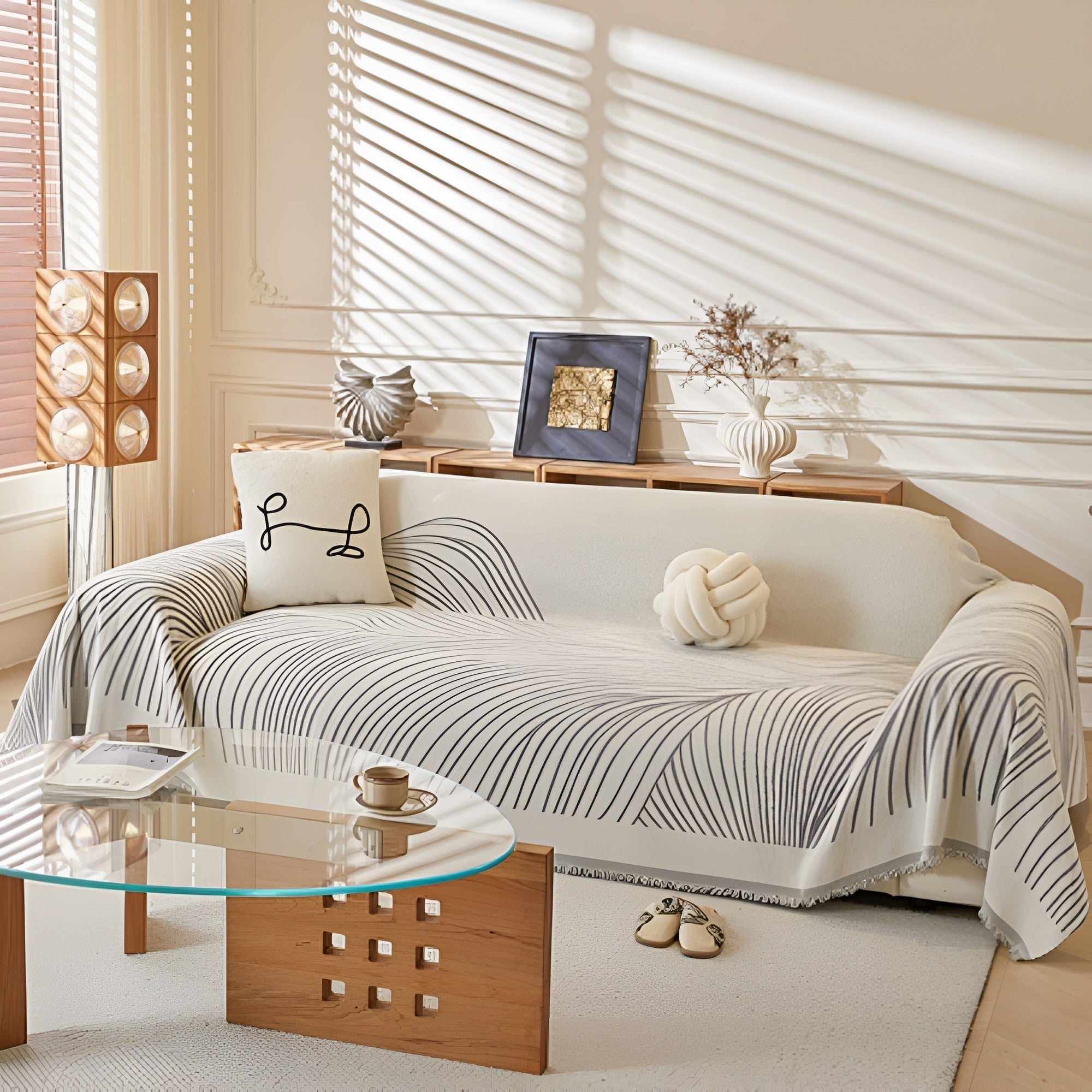 Junips | Calista Wave Chenille Sofa Cover