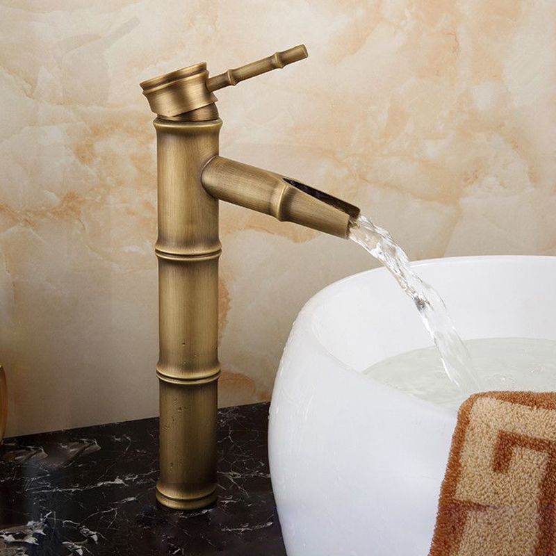 Junips | Farmhouse Brass Bathroom Faucet With Lever Handle Single Hole Sink Faucet