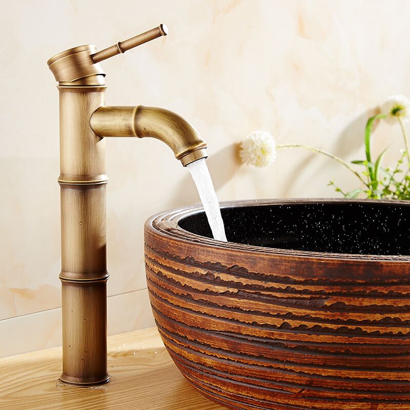 Junips | Farmhouse Brass Bathroom Faucet With Lever Handle Single Hole Sink Faucet