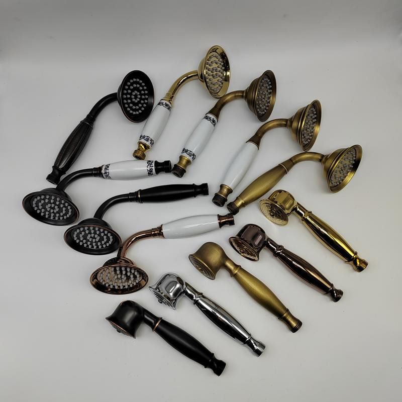 Junips | Traditional Handheld Shower Head with Hose Polished Brass Wall Mounted Shower Head