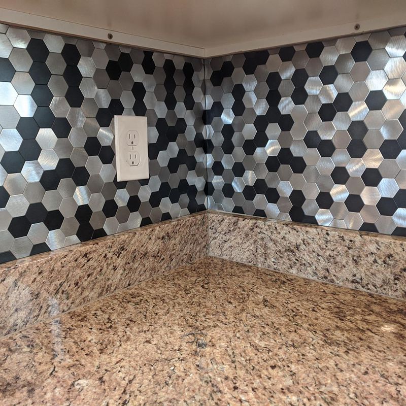 Junips | Modern Tile-Peel & Stick Metal Mosaic Tile Hexagon Peel & Stick Subway Tile