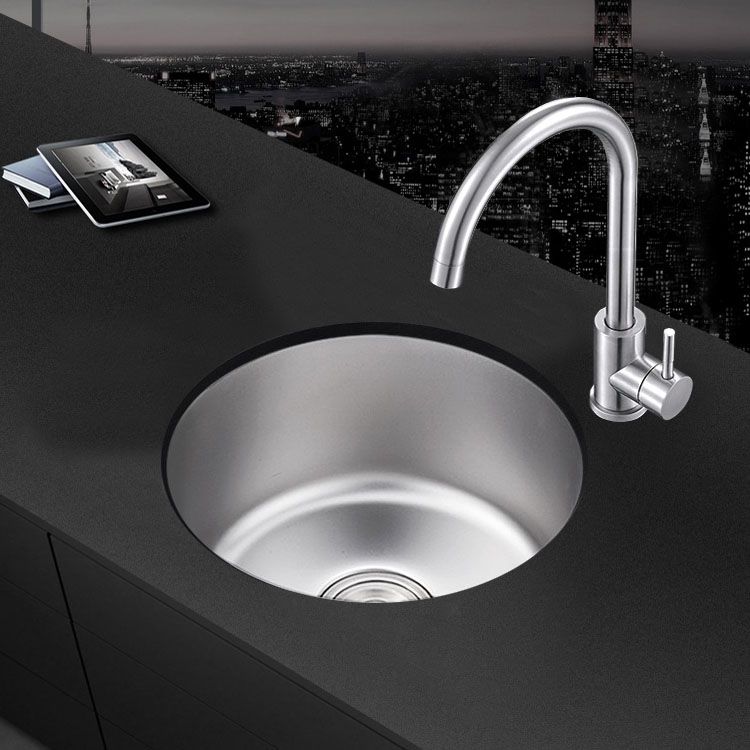 Junips | Round Stainless Steel Sink Built-in Sink with Basket Strainer