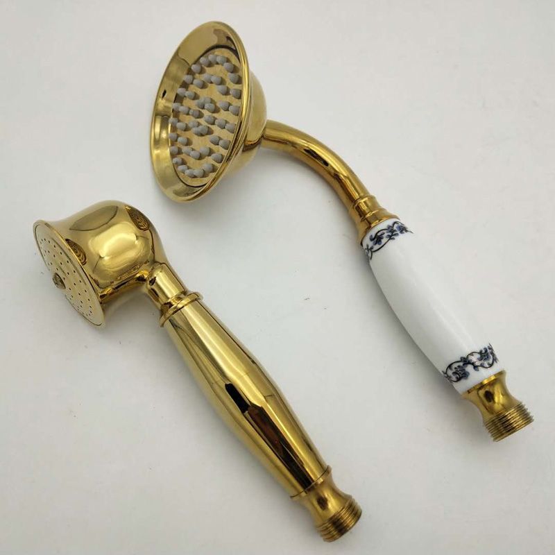 Junips | Traditional Handheld Shower Head with Hose Polished Brass Wall Mounted Shower Head