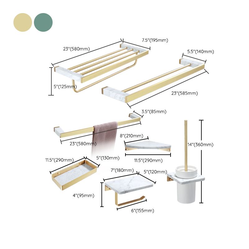 Junips | Polished Brass Bathroom Accessory Set Marble Bathroom Hardware