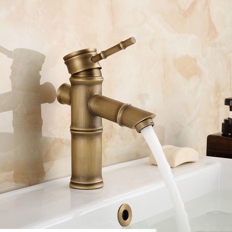 Junips | Farmhouse Brass Bathroom Faucet With Lever Handle Single Hole Sink Faucet