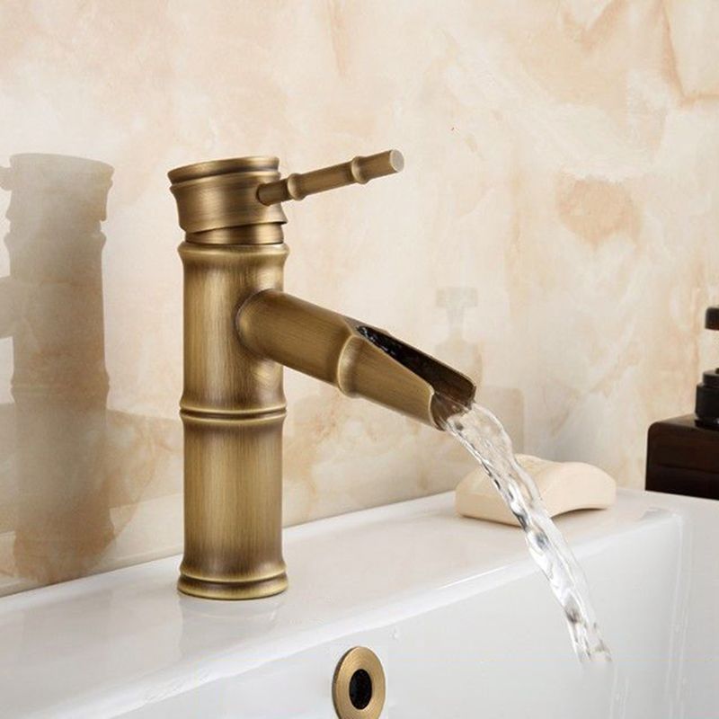Junips | Farmhouse Brass Bathroom Faucet With Lever Handle Single Hole Sink Faucet