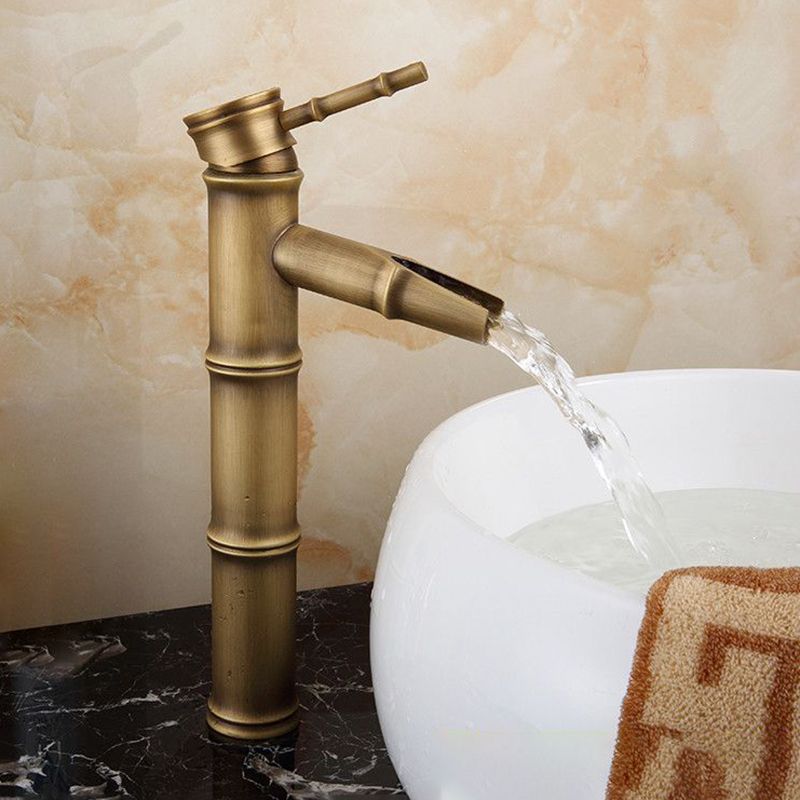 Junips | Farmhouse Brass Bathroom Faucet With Lever Handle Single Hole Sink Faucet