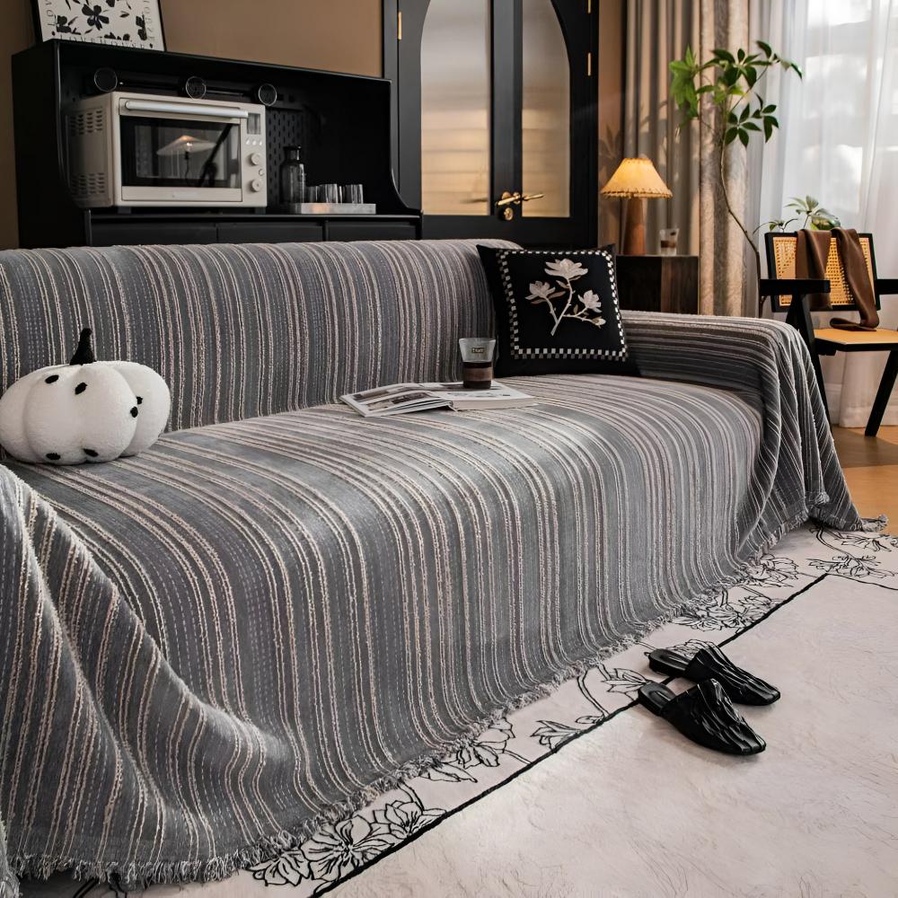Junips | Regal Stripes Chenille Sofa Cover