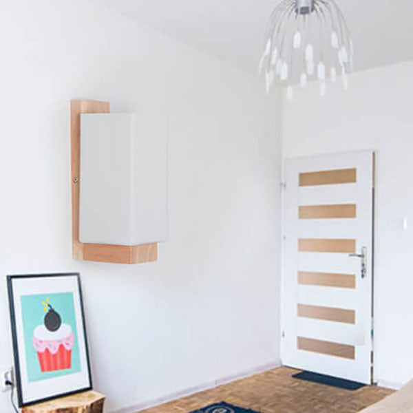 Junips | Modern minimalist solid wood square glass column 1-light wall sconces lamp