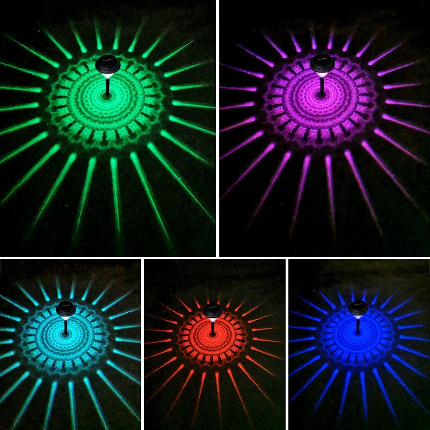 Junips | Solar waterproof circular divergent light shadow design LED outdoor garden decorative light