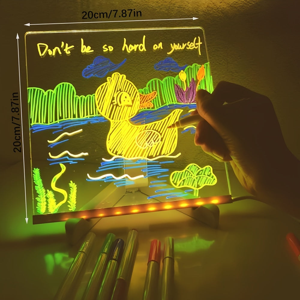 Junips | USB LED Noteboard with 12 Colored Pens - Bright Message Board for Office & Home