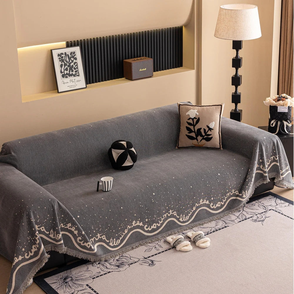 Junips | Cursive Glittering Chenille Sofa Cover