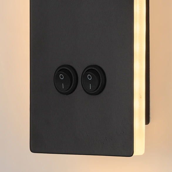 Junips | Modern Minimalistic Rectangular Round Iron Aluminum LED Wall Lamp For Bedroom