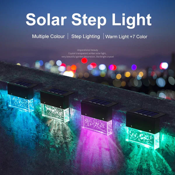 Junips | Solar Deck Lights 4 Piece Set, Solar Step Lights Outdoor, Warm White/Color Changing Solar Fence Light for Terrace Garden Yard
