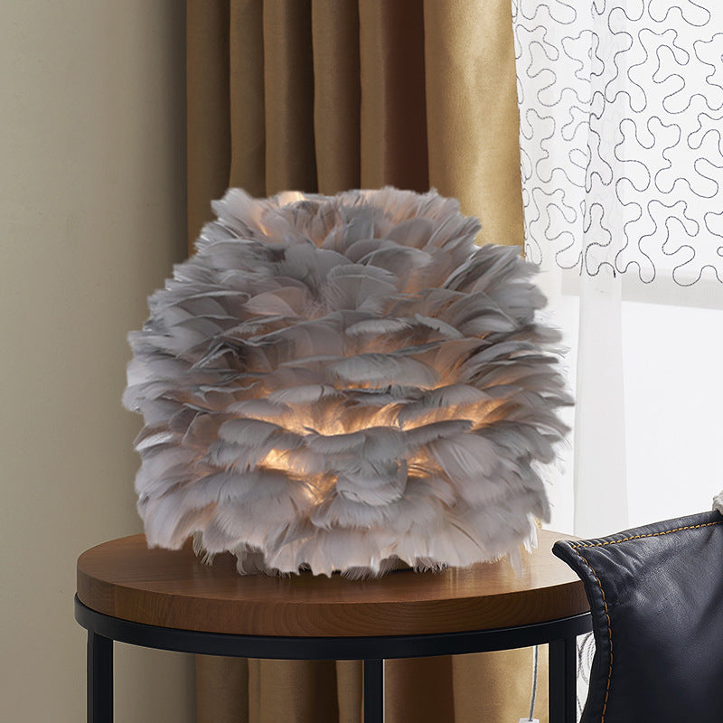 Junips | Luxury Feather Table Lamp Bedroom or Nightstand Light