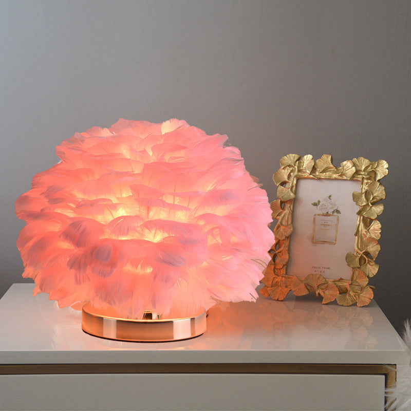 Junips | Luxury Feather Table Lamp Bedroom or Nightstand Light