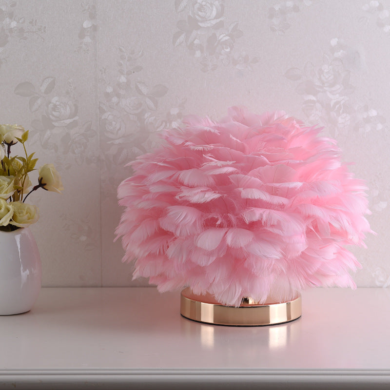 Junips | Luxury Feather Table Lamp Bedroom or Nightstand Light