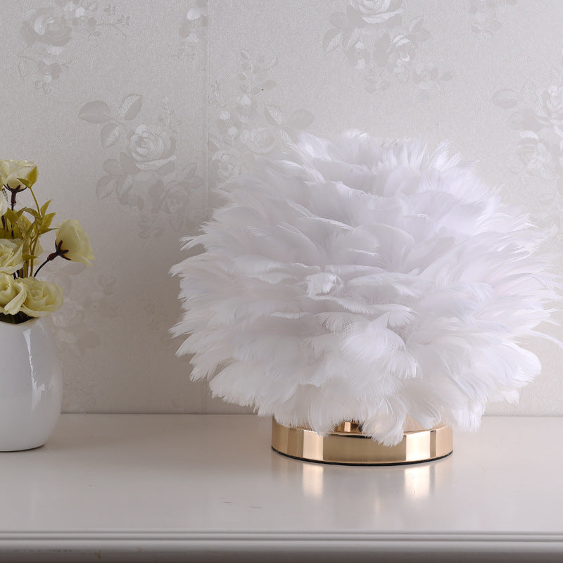Junips | Luxury Feather Table Lamp Bedroom or Nightstand Light