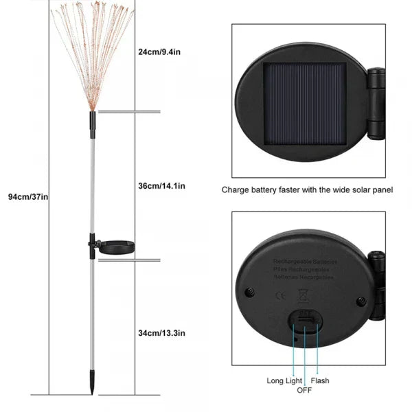 Junips | 4 Piece Solar Firework Garden Lights - Weatherproof LED Decorative Lighting, Solar Energy for Garden and Patio