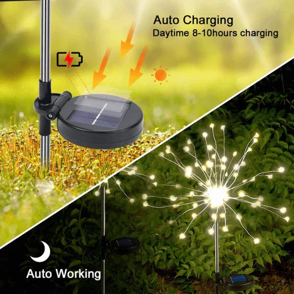 Junips | 4 Piece Solar Firework Garden Lights - Weatherproof LED Decorative Lighting, Solar Energy for Garden and Patio