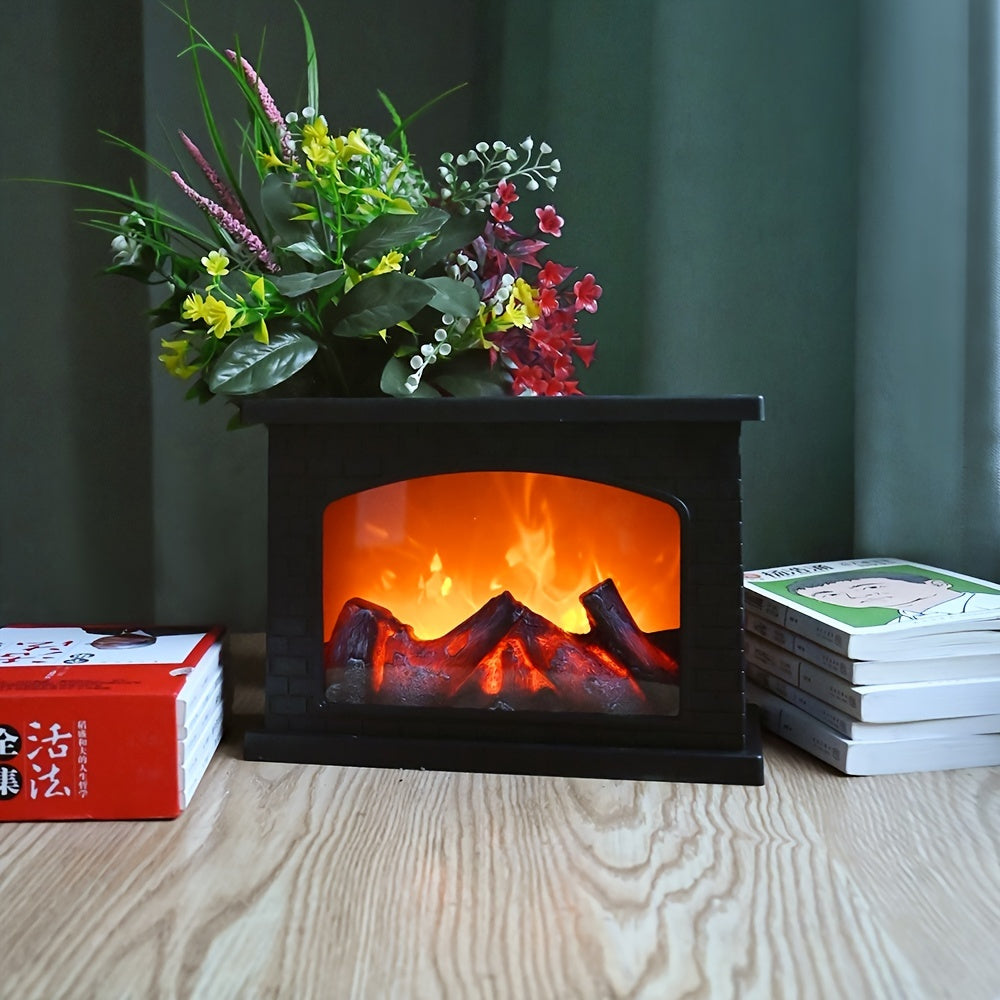 Junips | Cozy rectangular fireplace lantern stove lamp - Realistic simulation flame lights