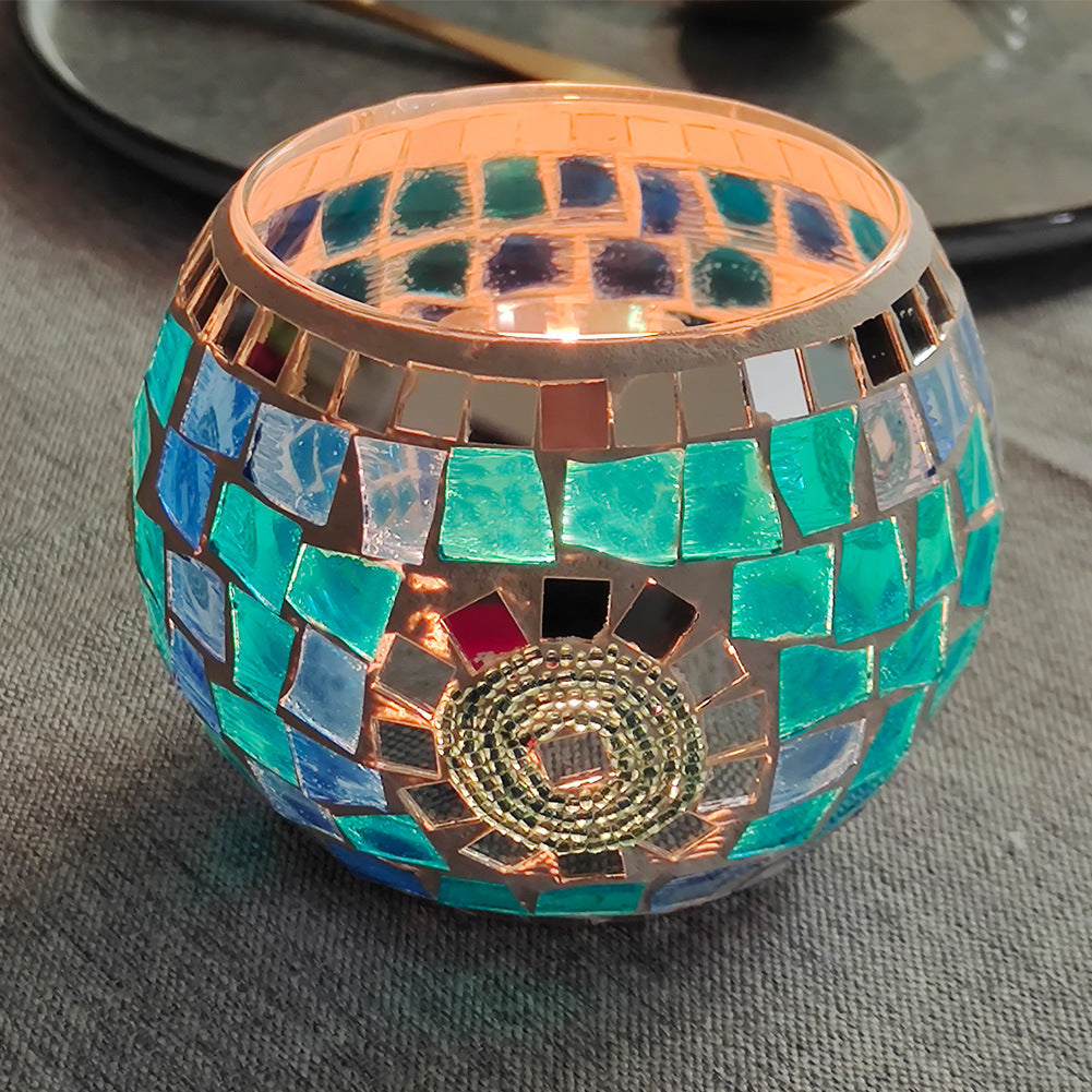 Junips | European Retro Glass Mosaic Tealight Holder