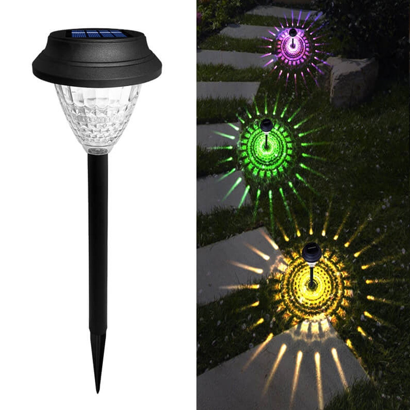 Junips | Solar waterproof circular divergent light shadow design LED outdoor garden decorative light