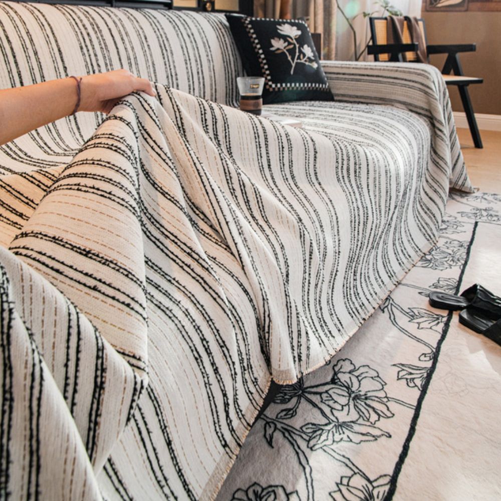 Junips | Regal Stripes Chenille Sofa Cover